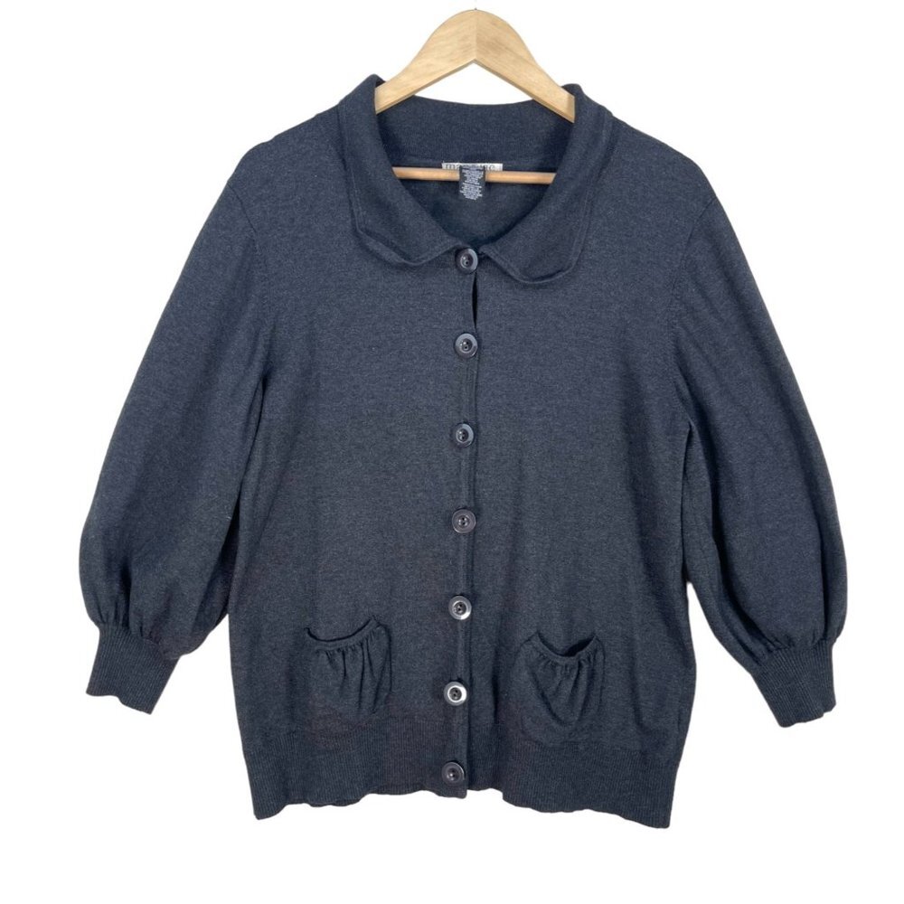 Mac &‎ Jac Rabbit hair blend balloon sleeve cardigan charcoal sz XL